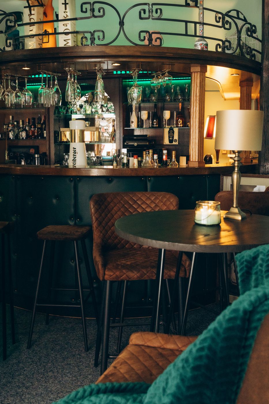 Bar with bar stools