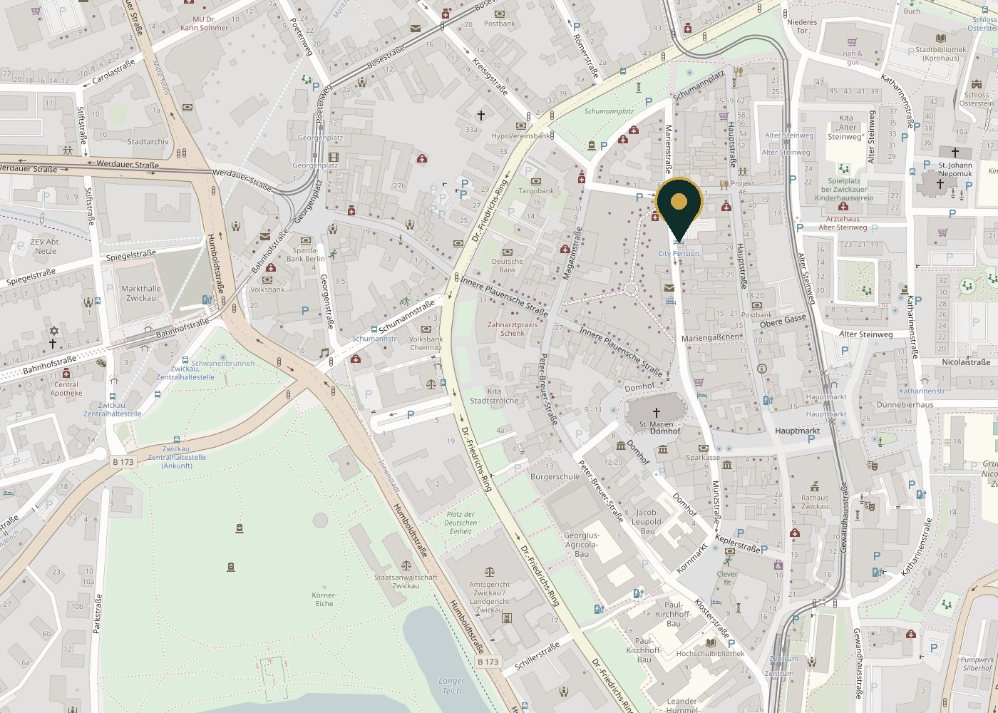 Map: City Pension, Marienstraße 32 in the old town of Zwickau